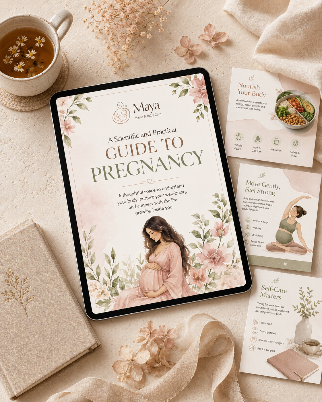 A Scientific and Practical Guide to Pregnancy | Digital Pregnancy Ebook for First-Time Moms | Nutrition, Exercise, Body Changes & Self-Care